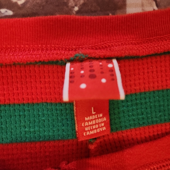 Target Red Green Striped Thermal One Piece Christmas Unisex Pajamas Size L (E10) - Picture 6 of 8